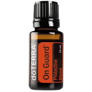 Botella de aceite esencial doTERRA On Guard® de 15 ml, una mezcla protectora con propiedades inmunológicas y purificantes.